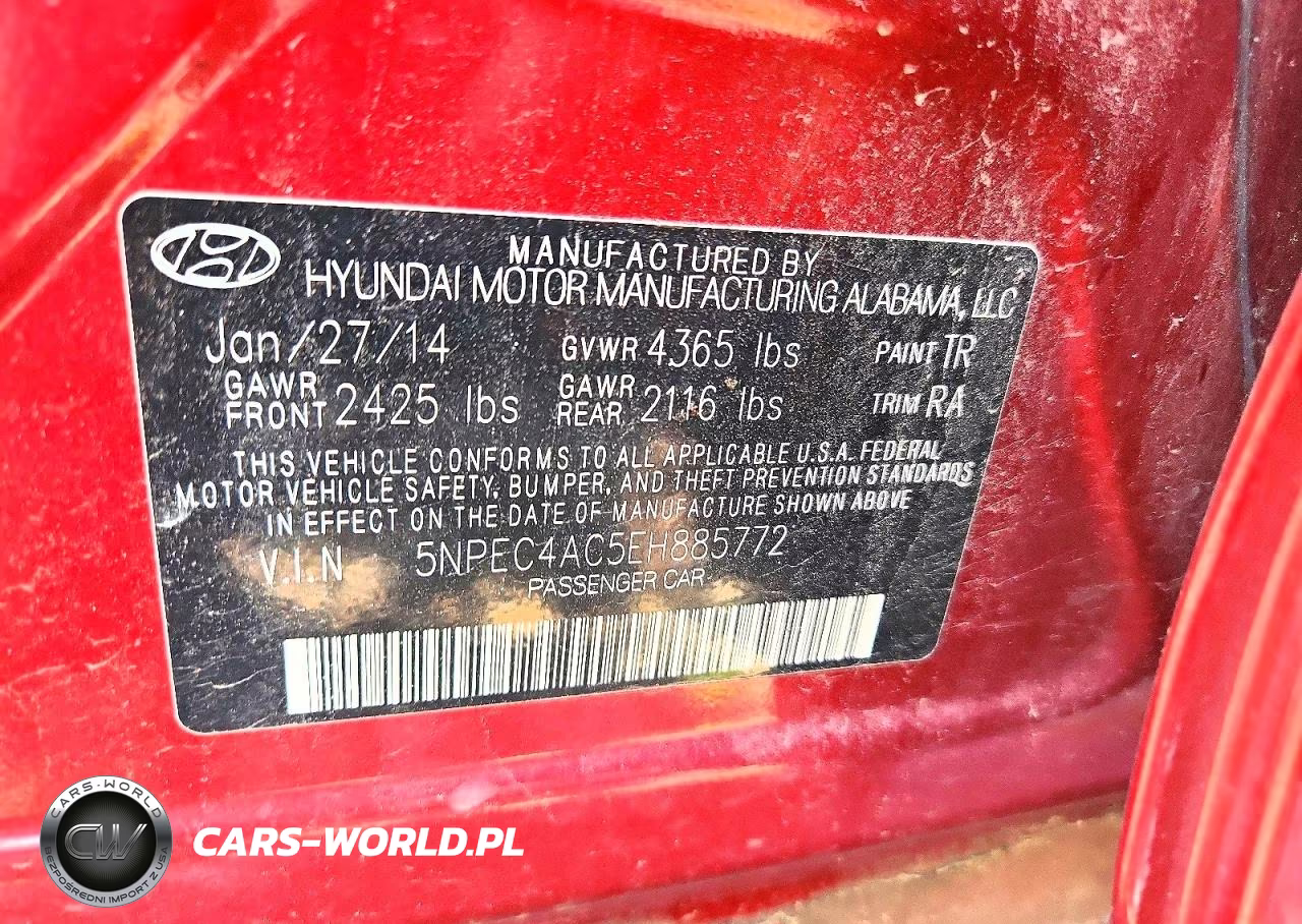 2014 Hyundai Sonata Limited VIN:5NPEC4AC5EH885772 - 12