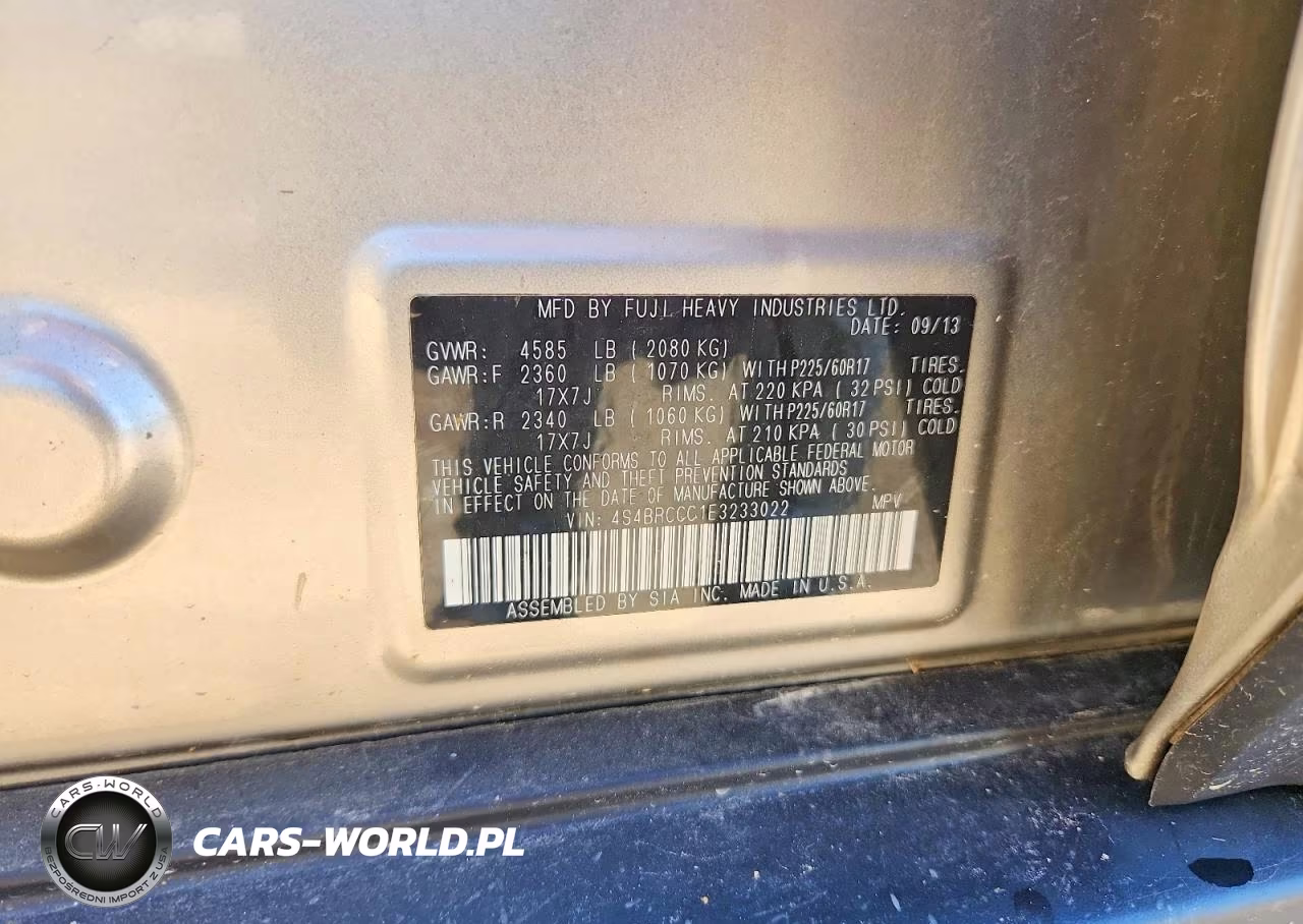 2014 Subaru Outback 2.5I Premium VIN:4S4BRCCC1E3233022 - 12
