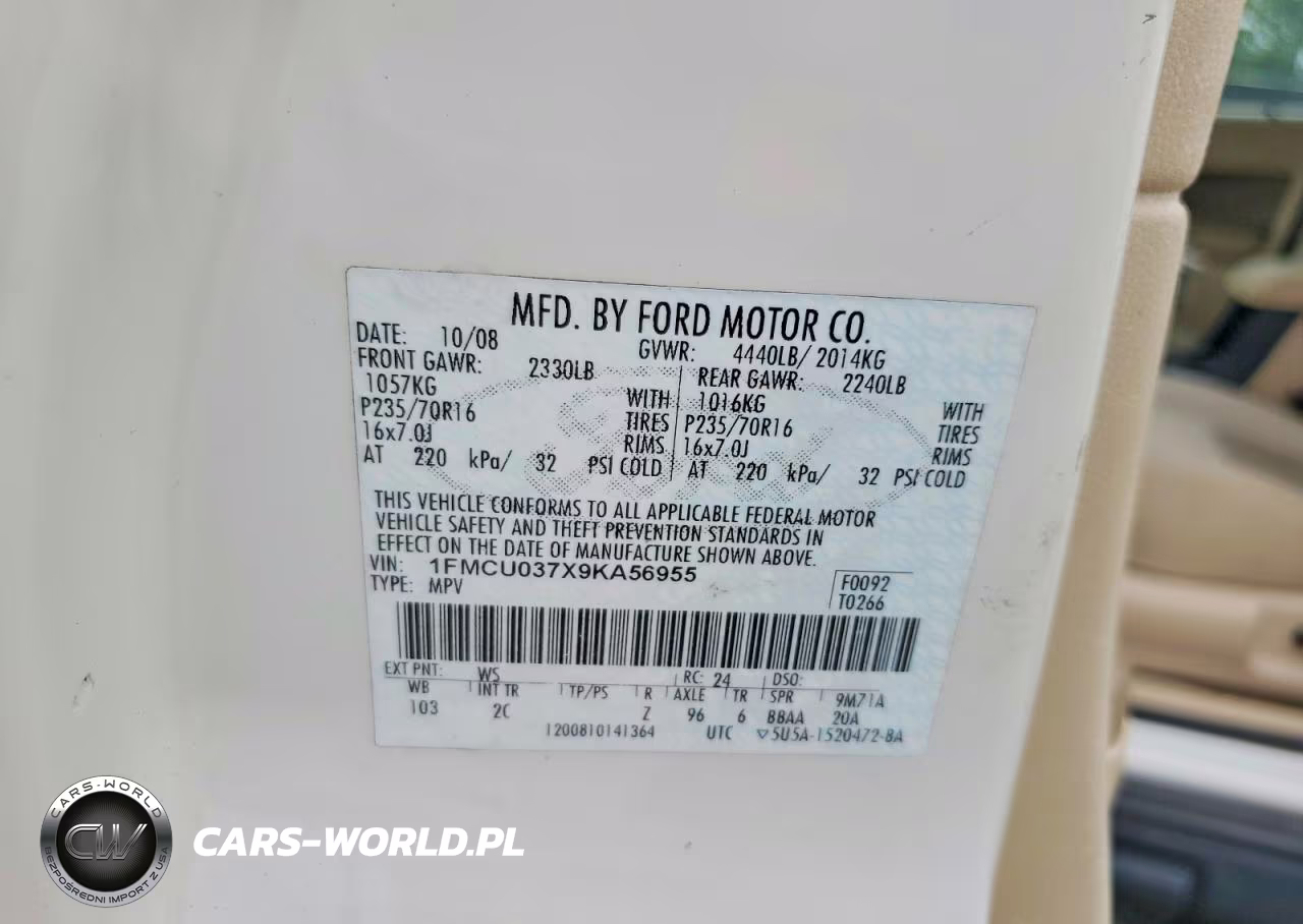 2009 Ford Escape Xlt VIN:1FMCU037X9KA56955 - 13