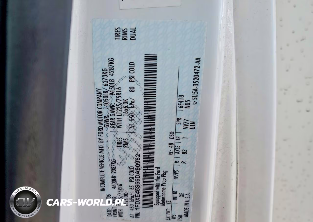 2006 Ford Econoline E450 Super Duty Cutaway Van VIN:1FDXE45S66DA60962 - 10