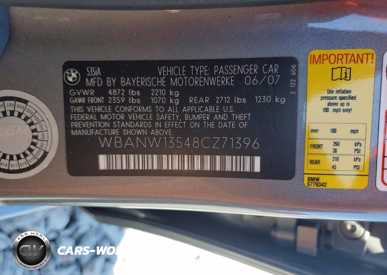 2008 BMW 535 I VIN:WBANW13548CZ71396 - 12