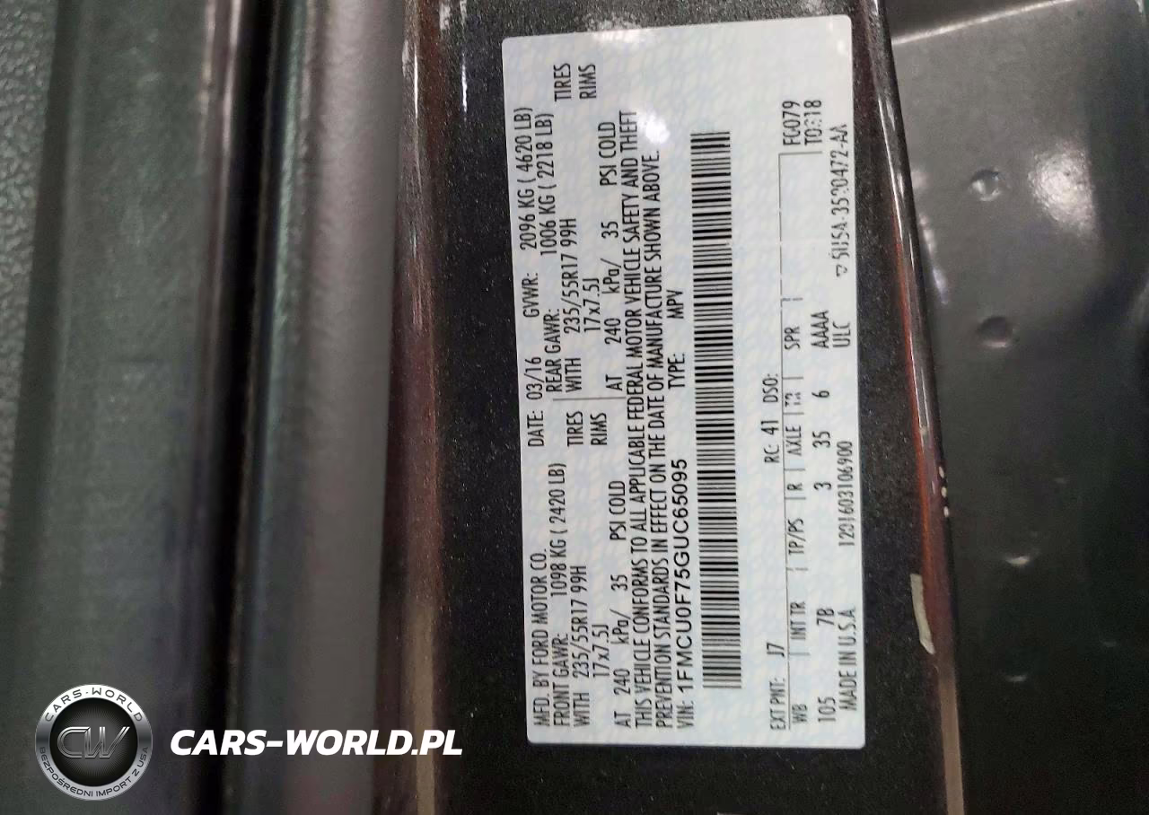 2016 Ford Escape S VIN:1FMCU0F75GUC65095 - 13