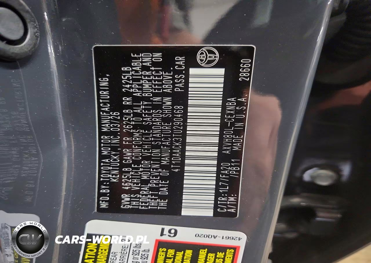 2026 Toyota Camry Le VIN:4T1DAACK3TU290468 - 12