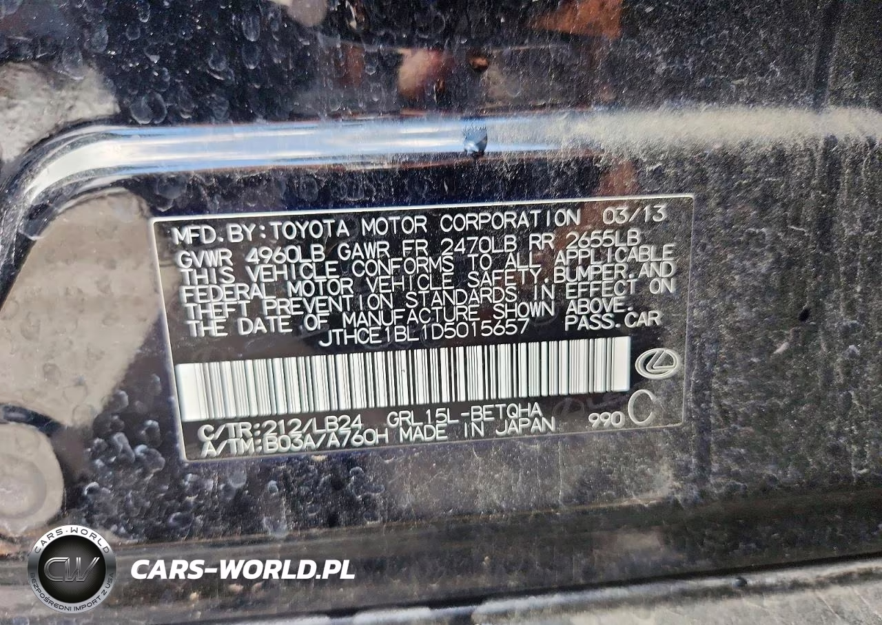 2013 Lexus Gs 350 VIN:JTHCE1BL1D5015657 - 12