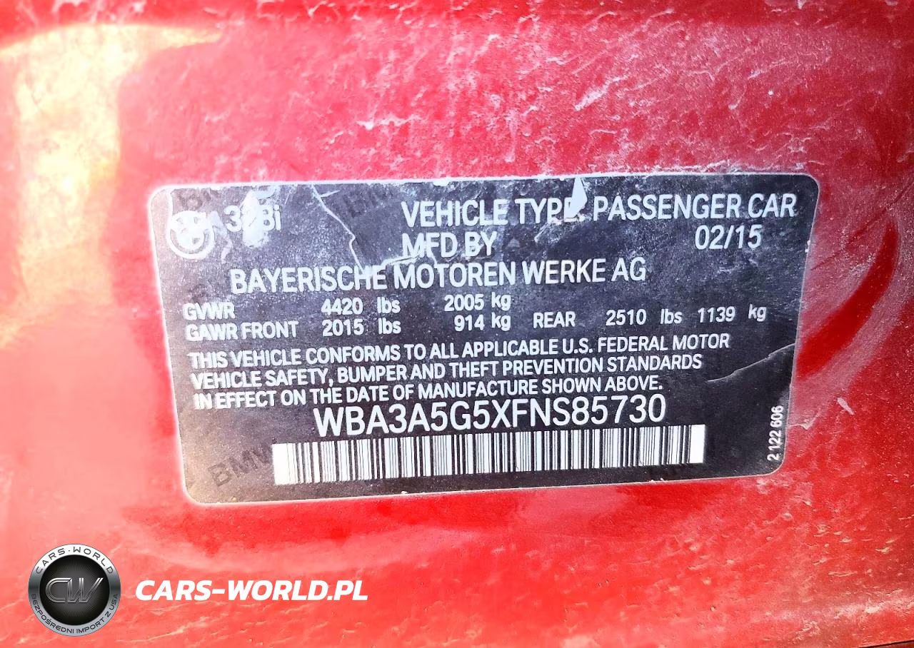 2015 BMW 328 I VIN:WBA3A5G5XFNS85730 - 12