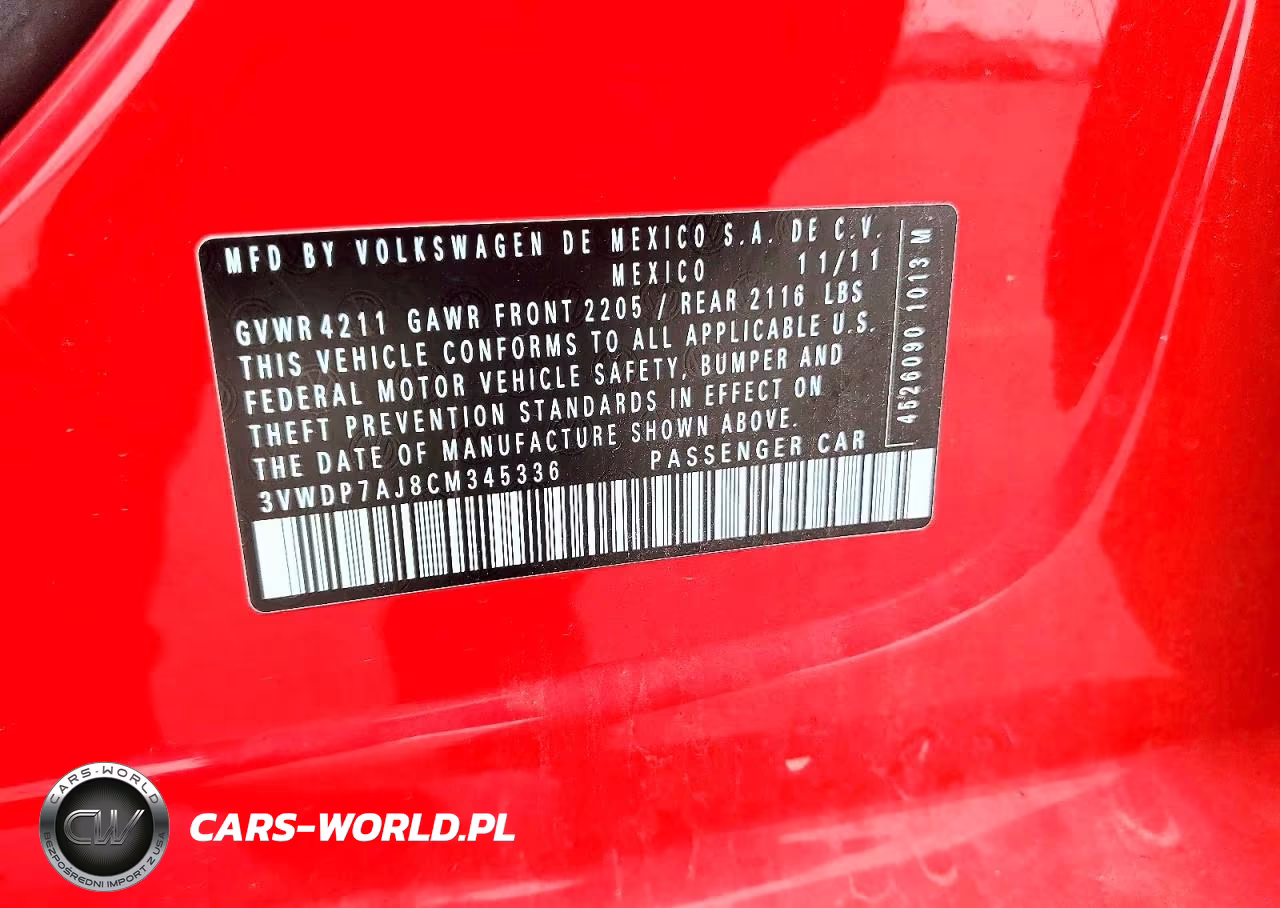2012 Volkswagen Jetta Se VIN:3VWDP7AJ8CM345336 - 12
