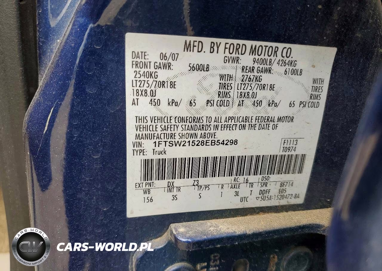 2008 Ford F250 Super Duty VIN:1FTSW21528EB54298 - 12