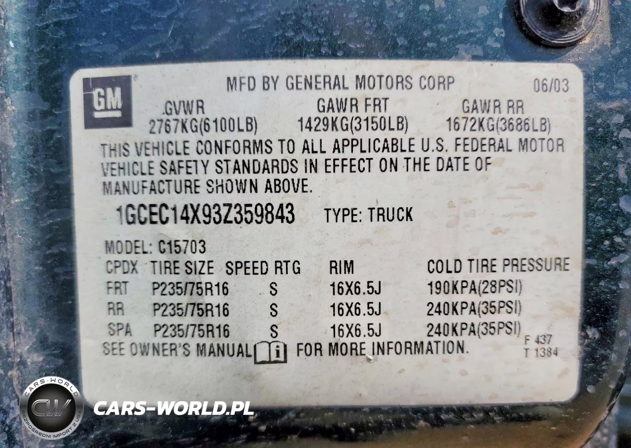 2003 Chevrolet Silverado C1500 VIN:1GCEC14X93Z359843 - 13