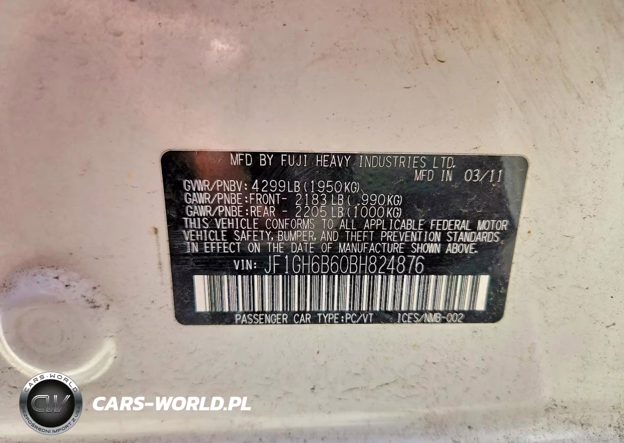2011 Subaru Impreza 2.5I Premium VIN:JF1GH6B60BH824876 - 12