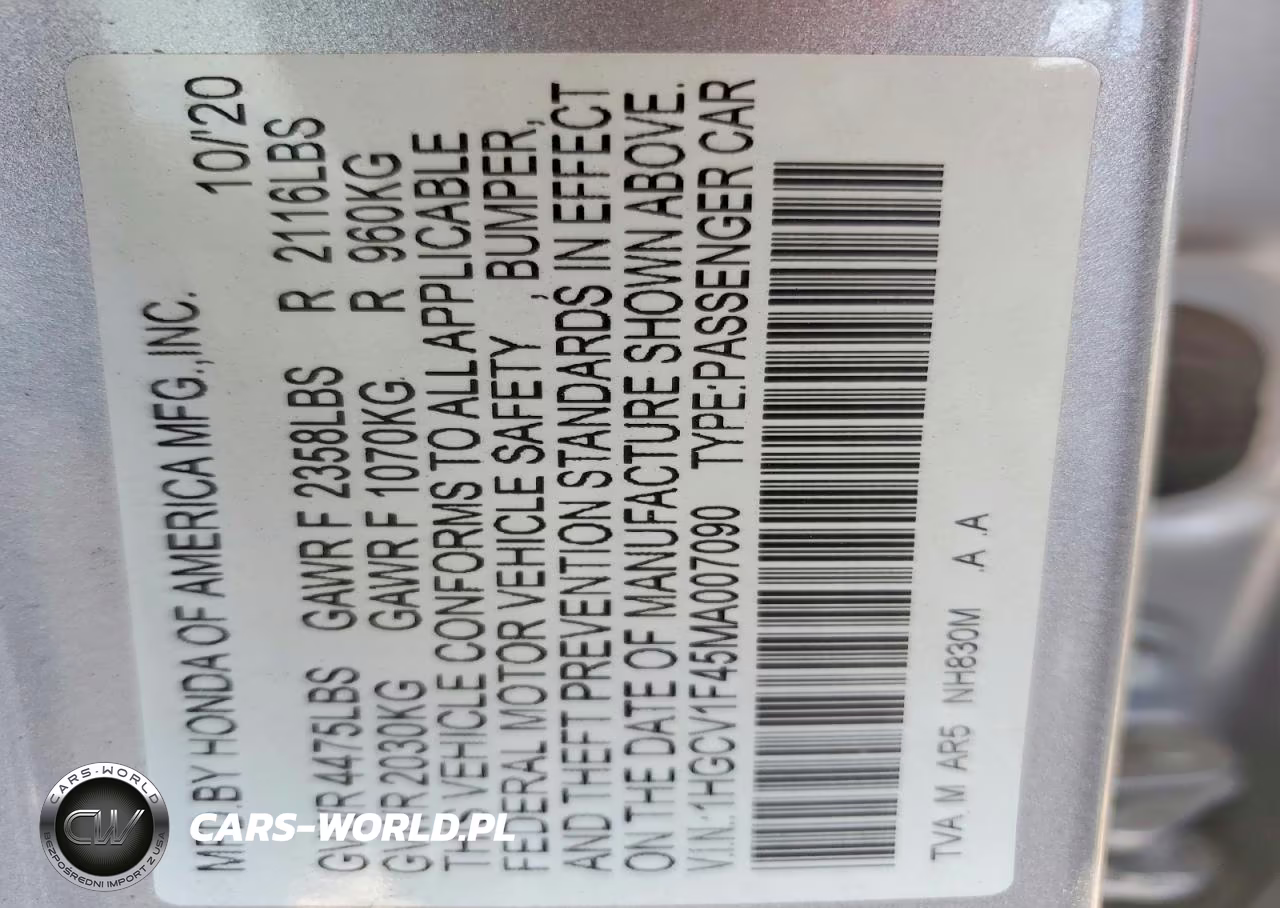 2021 Honda Accord Sport Se VIN:1HGCV1F45MA007090 - 12