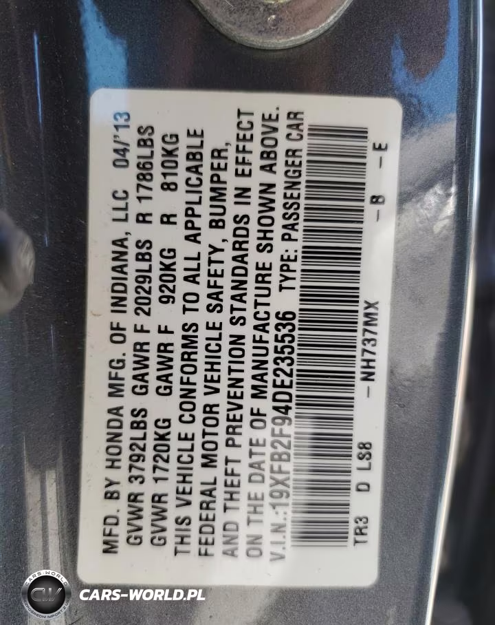 2013 Honda Civic Exl VIN:19XFB2F94DE235536 - 12