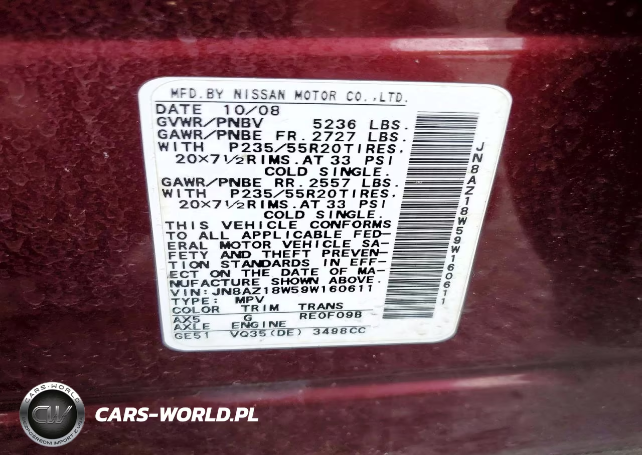 2009 Nissan Murano S VIN:JN8AZ18W59W160611 - 14