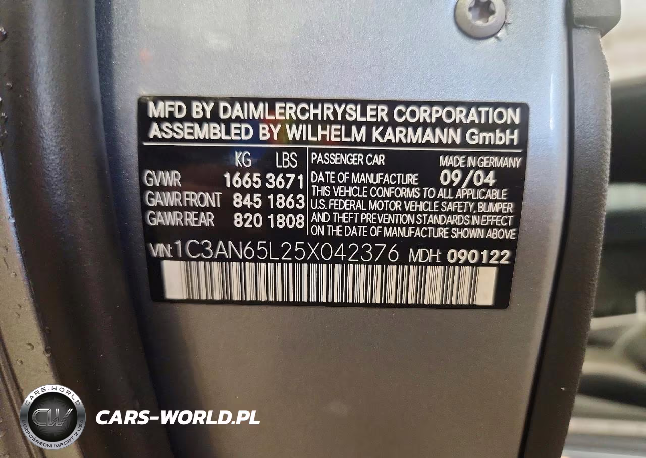 2005 Chrysler Crossfire Limited VIN:1C3AN65L25X042376 - 12