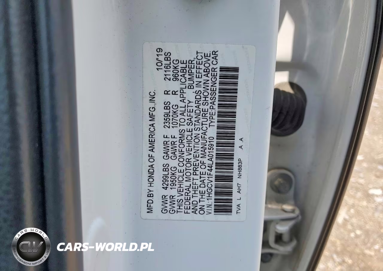 2020 Honda Accord Ex VIN:1HGCV1F44LA015910 - 12