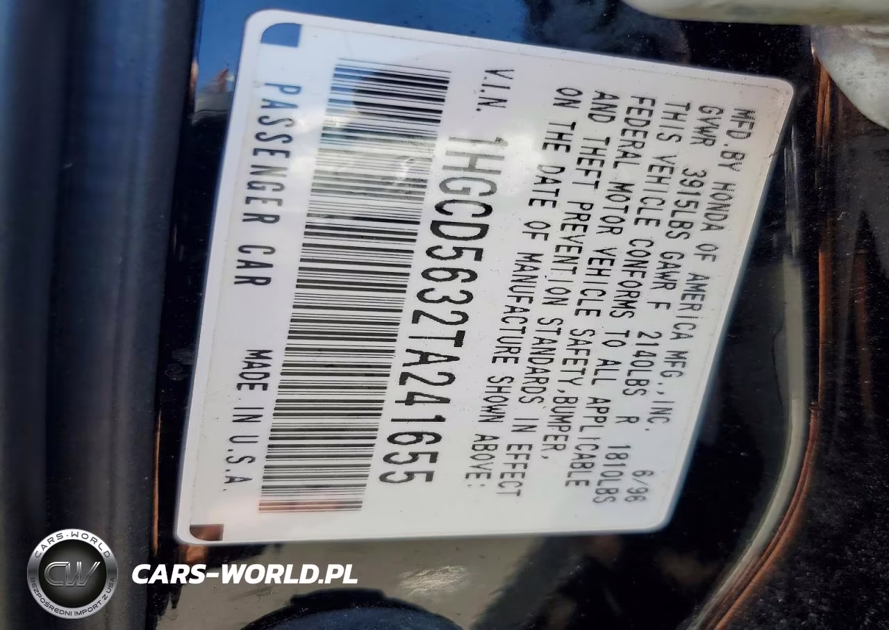 1996 Honda Accord Lx VIN:1HGCD5632TA241655 - 12