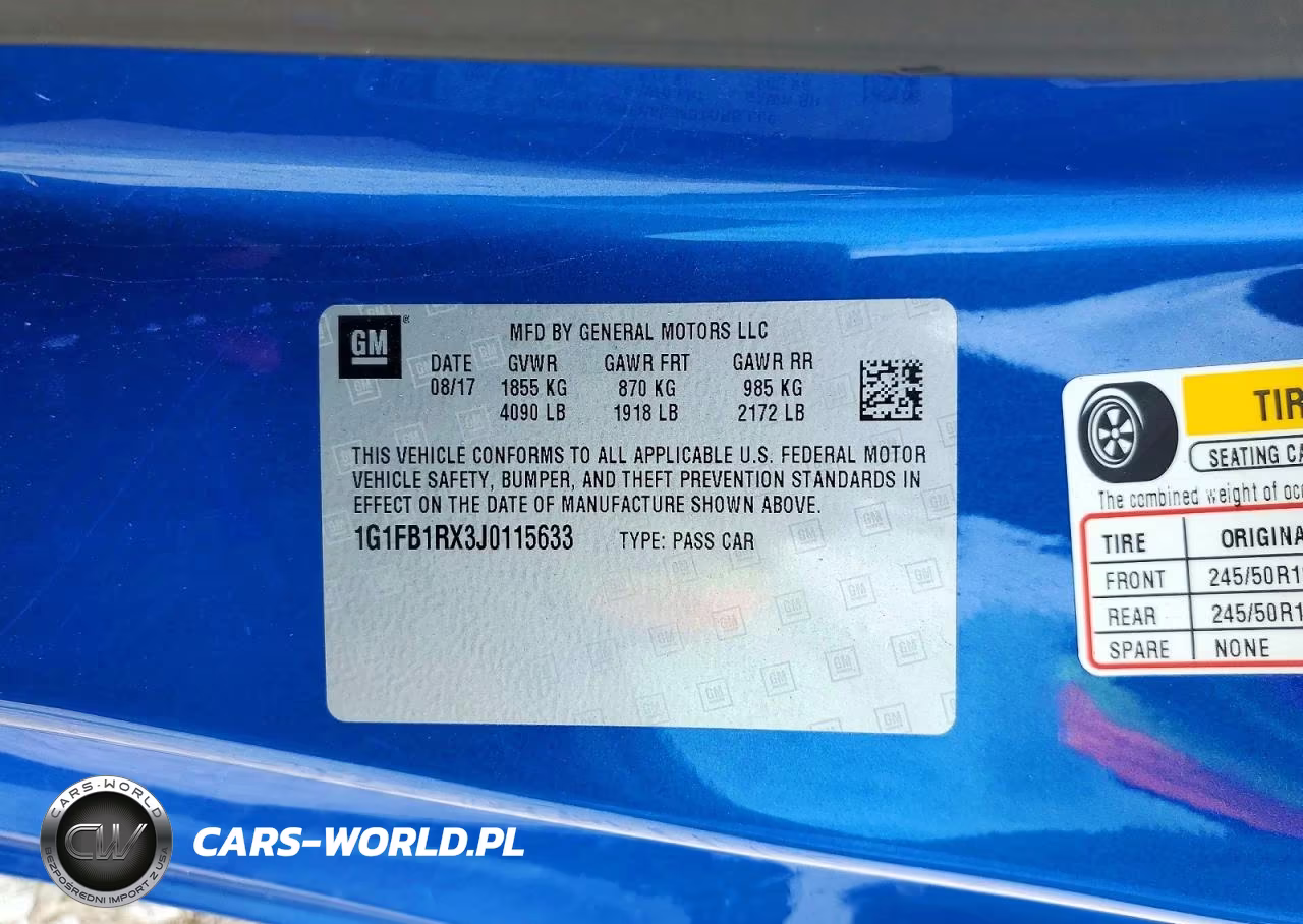 2018 Chevrolet Camaro Lt VIN:1G1FB1RX3J0115633 - 12