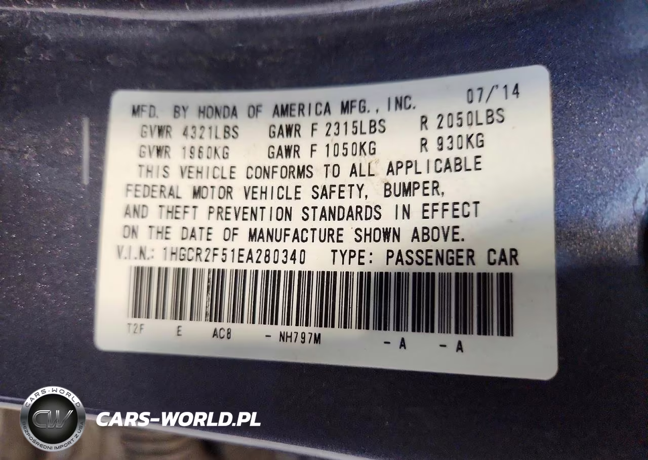 2014 Honda Accord Sport VIN:1HGCR2F51EA280340 - 12