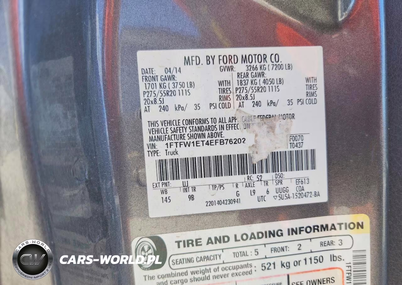 2014 Ford F150 Supercrew VIN:1FTFW1ET4EFB76202 - 12