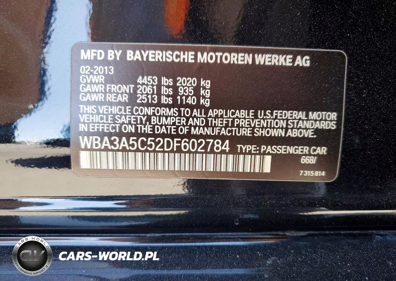2013 BMW 328 I VIN:WBA3A5C52DF602784 - 12