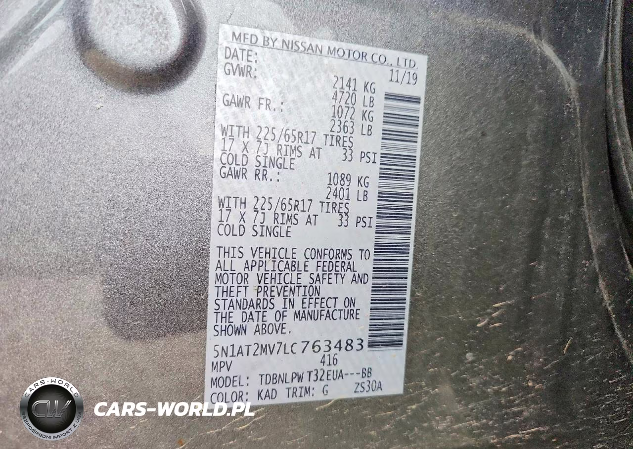 2020 Nissan Rogue S VIN:5N1AT2MV7LC763483 - 14