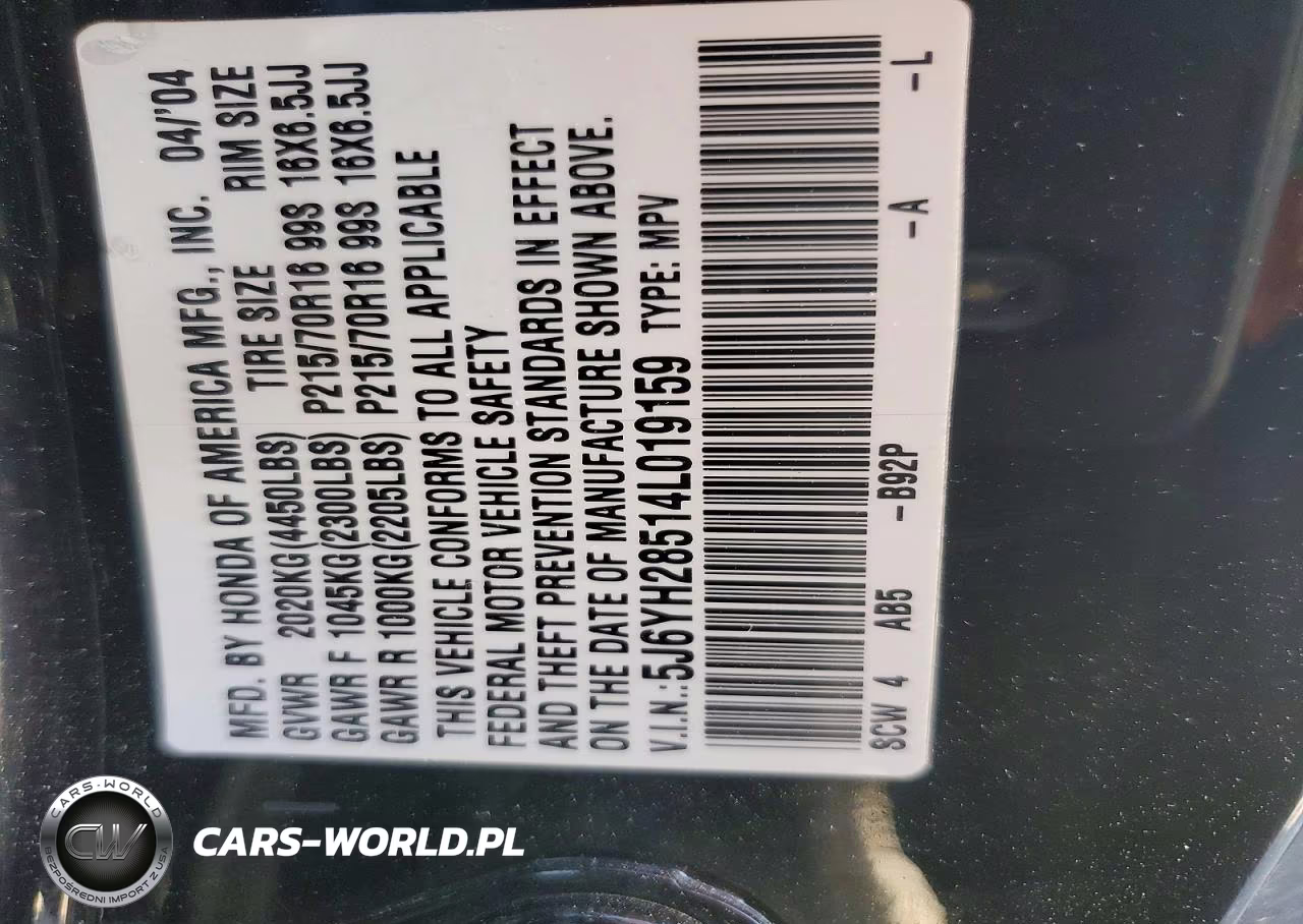 2004 Honda Element Ex VIN:5J6YH28514L019159 - 12