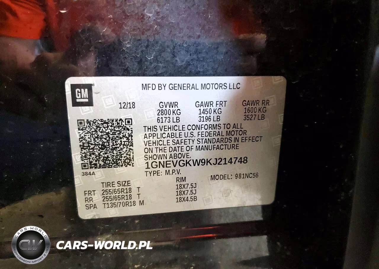 2019 Chevrolet Traverse Lt VIN:1GNEVGKW9KJ214748 - 13