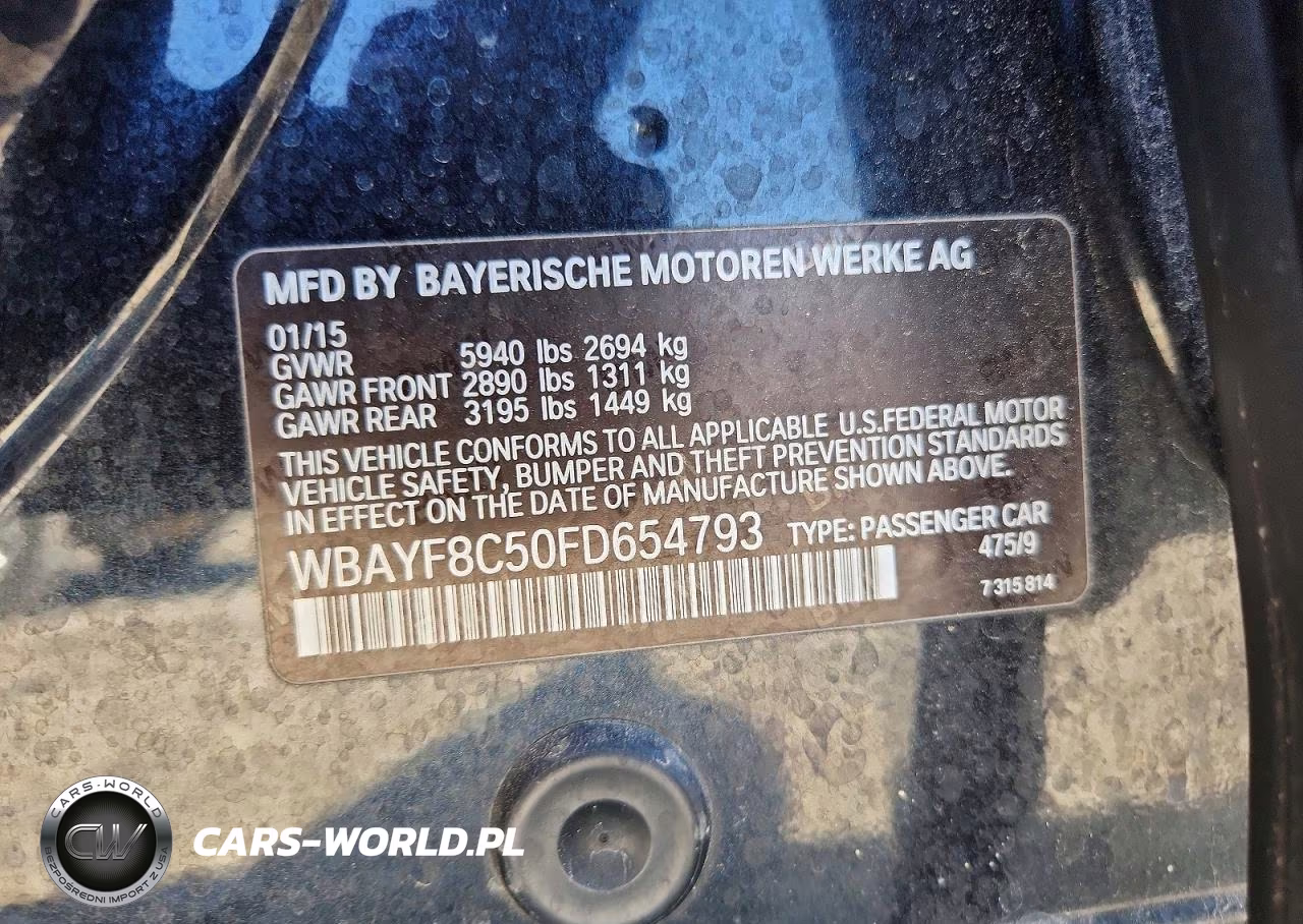 2015 BMW 750 Lxi VIN:WBAYF8C50FD654793 - 12