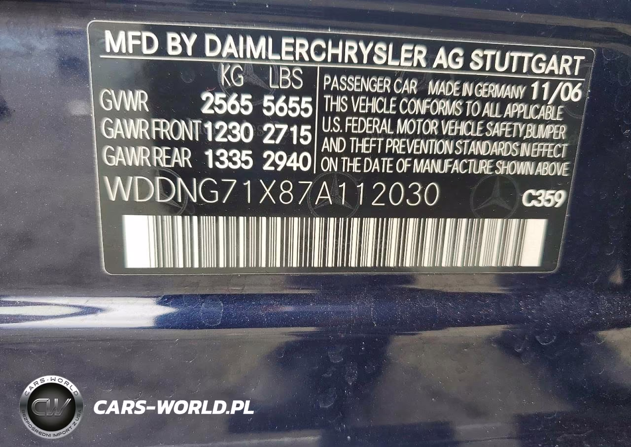 2007 Mercedes-Benz S 550 VIN:WDDNG71X87A112030 - 12