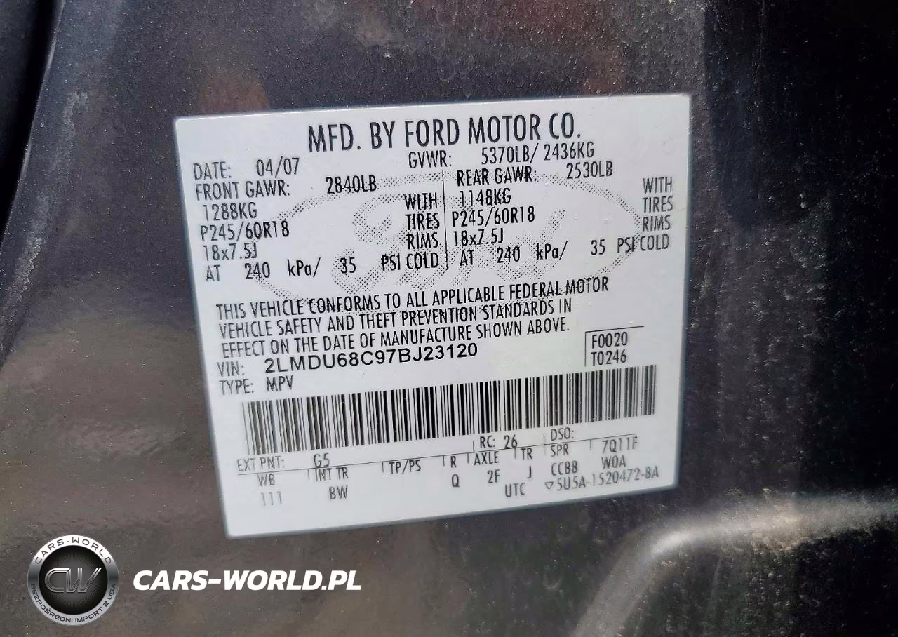 2007 Lincoln Mkx VIN:2LMDU68C97BJ23120 - 13