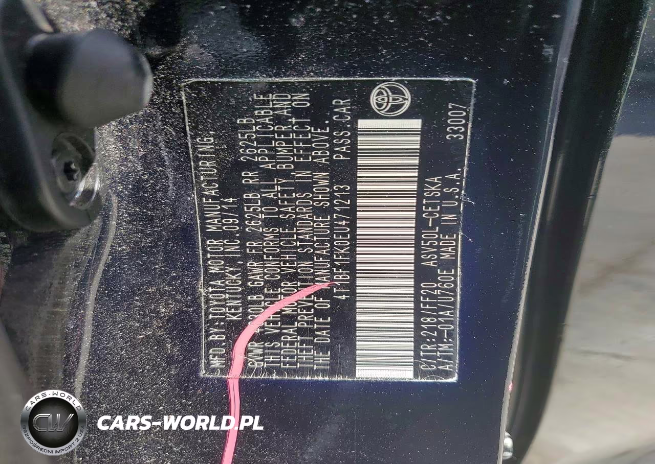 TOYOTA CAMRY L VIN:4T1BF1FK0EU471213 - 13