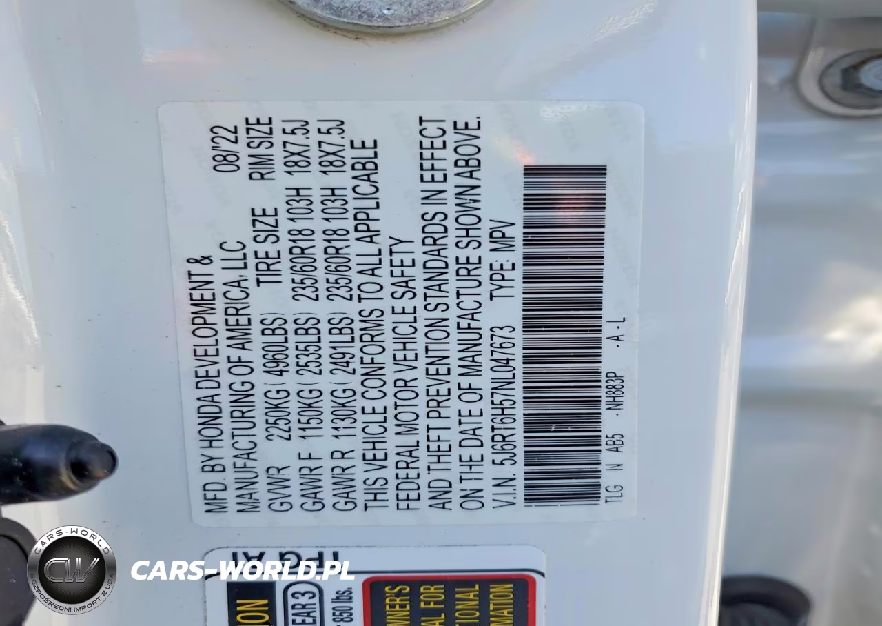 2022 Honda Cr-V Ex VIN:5J6RT6H57NL047673 - 13