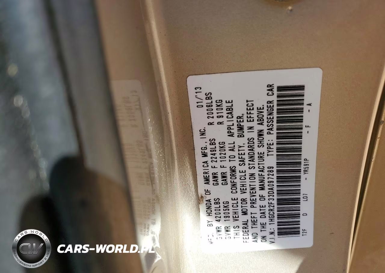 2013 Honda Accord Lx VIN:1HGCR2F33DA097289 - 12