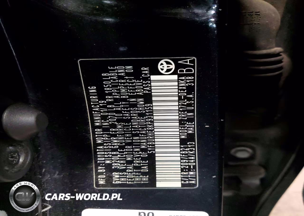 2019 Toyota Corolla Le VIN:5YFBURHE8KP931159 - 12
