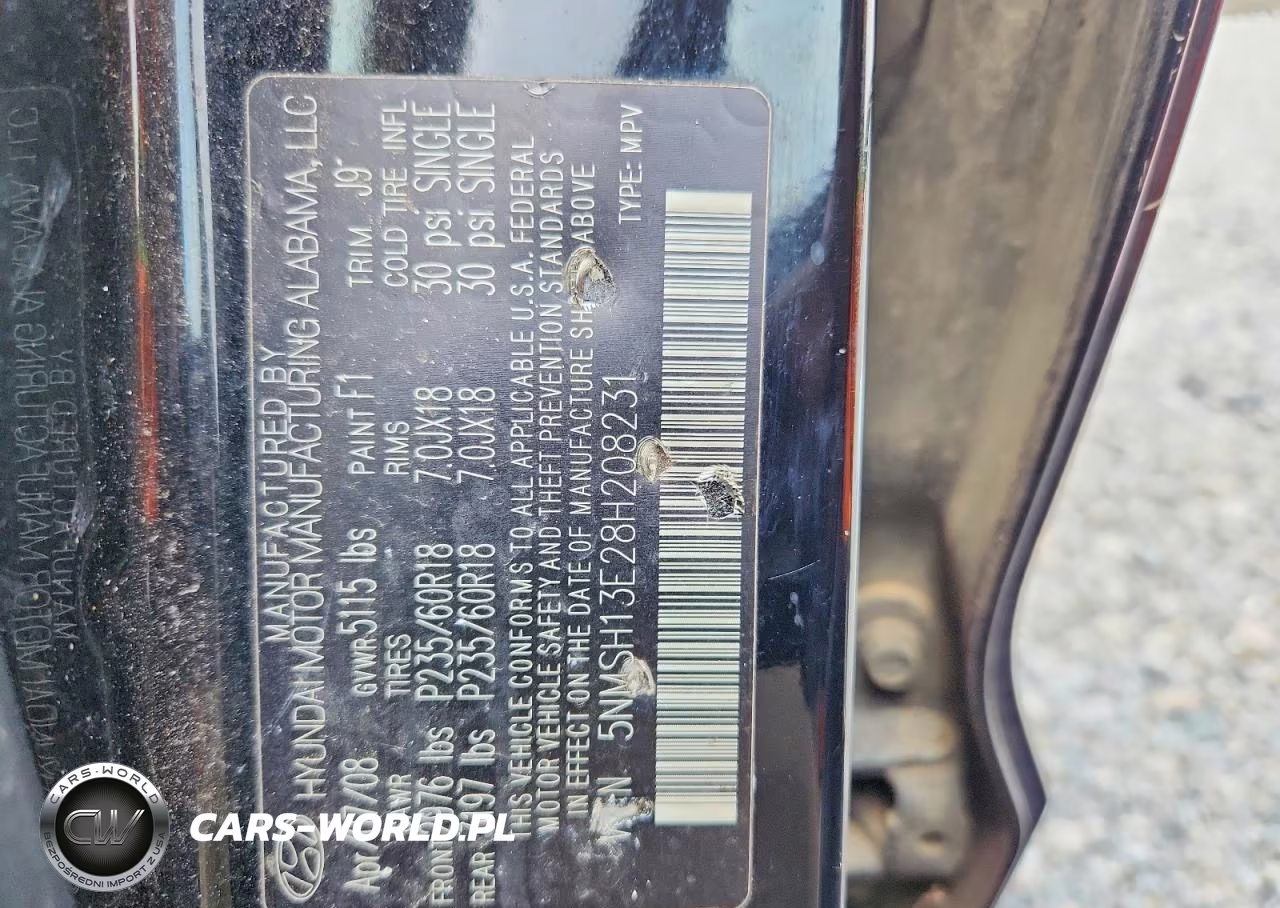 2008 Hyundai Santa Fe Se VIN:5NMSH13E28H208231 - 13