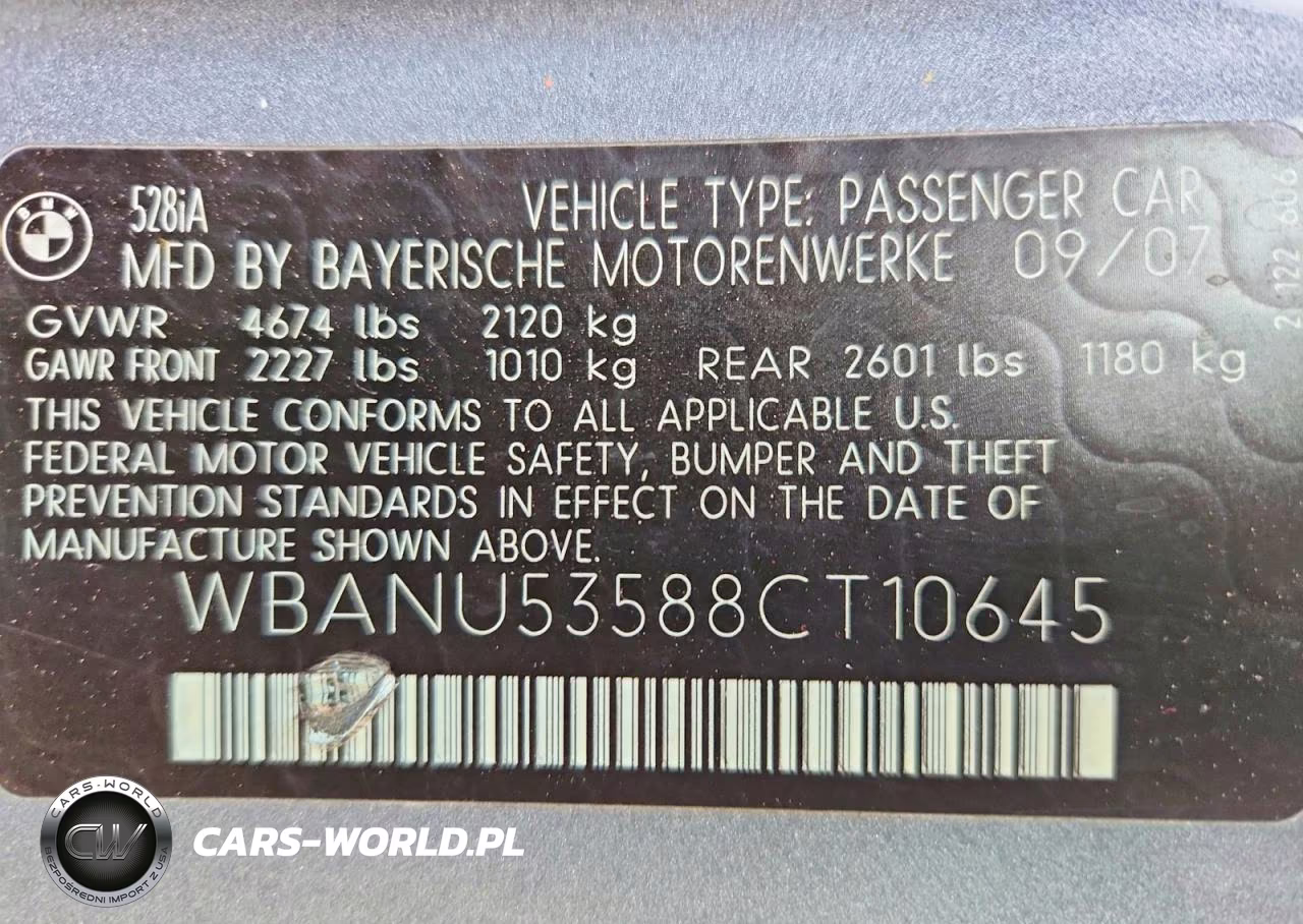 2008 BMW 528 I VIN:WBANU53588CT10645 - 12