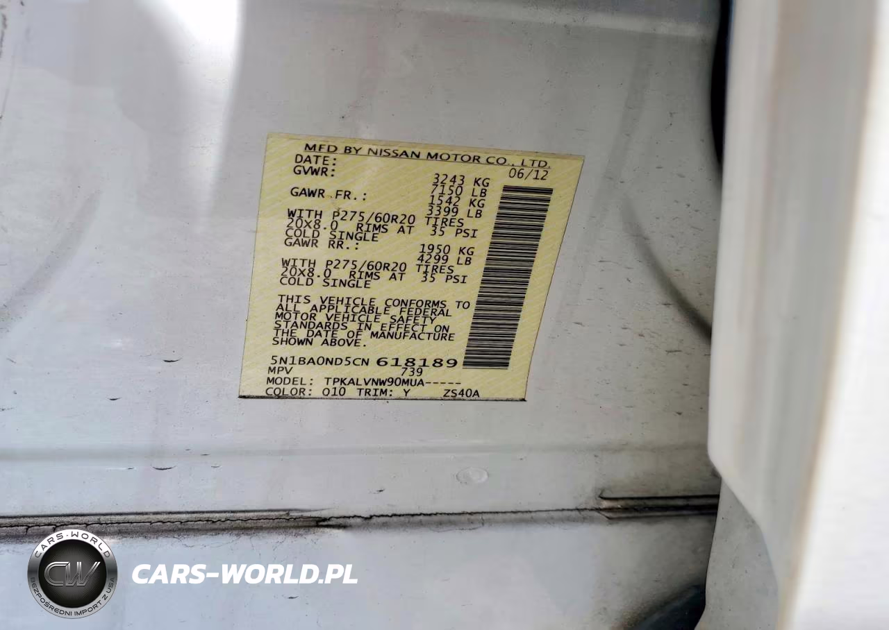 2012 Nissan Armada Sv VIN:5N1BA0ND5CN618189 - 13