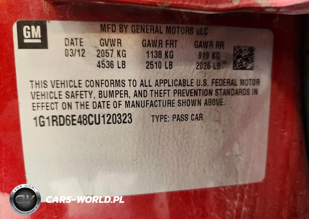 2012 Chevrolet Volt VIN:1G1RD6E48CU120323 - 12