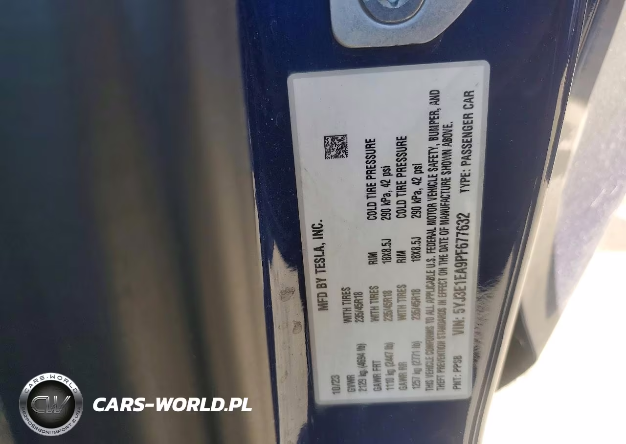 2023 Tesla Model 3 VIN:5YJ3E1EA9PF677632 - 12