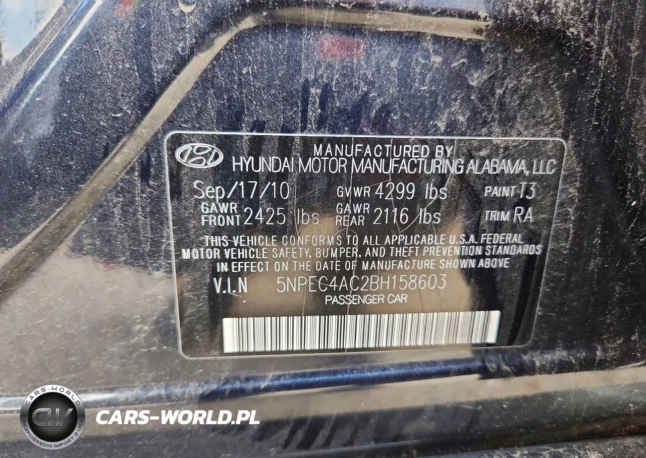 2011 Hyundai Sonata Se VIN:5NPEC4AC2BH158603 - 14
