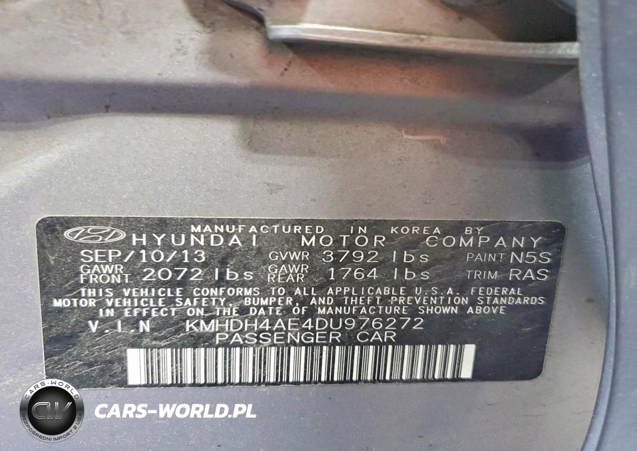 2013 Hyundai Elantra Gls VIN:KMHDH4AE4DU976272 - 12