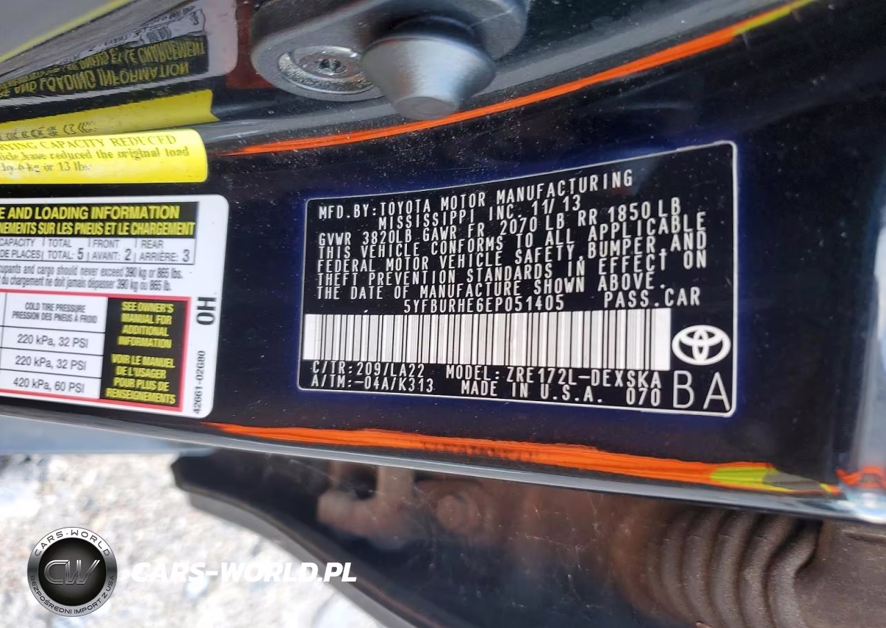 2014 Toyota Corolla S Premium VIN:5YFBURHE6EP051405 - 12