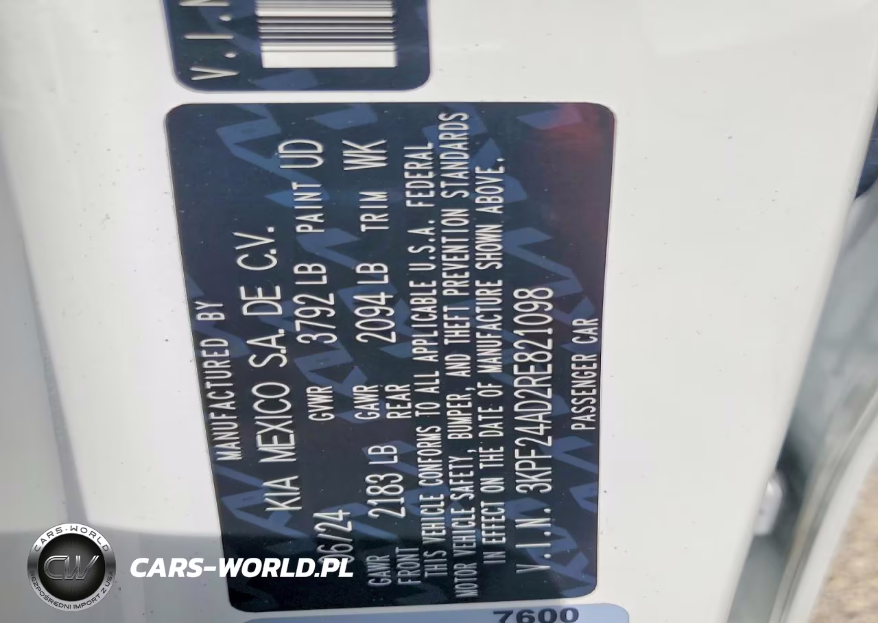 2024 Kia Forte Lx VIN:3KPF24AD2RE821098 - 12