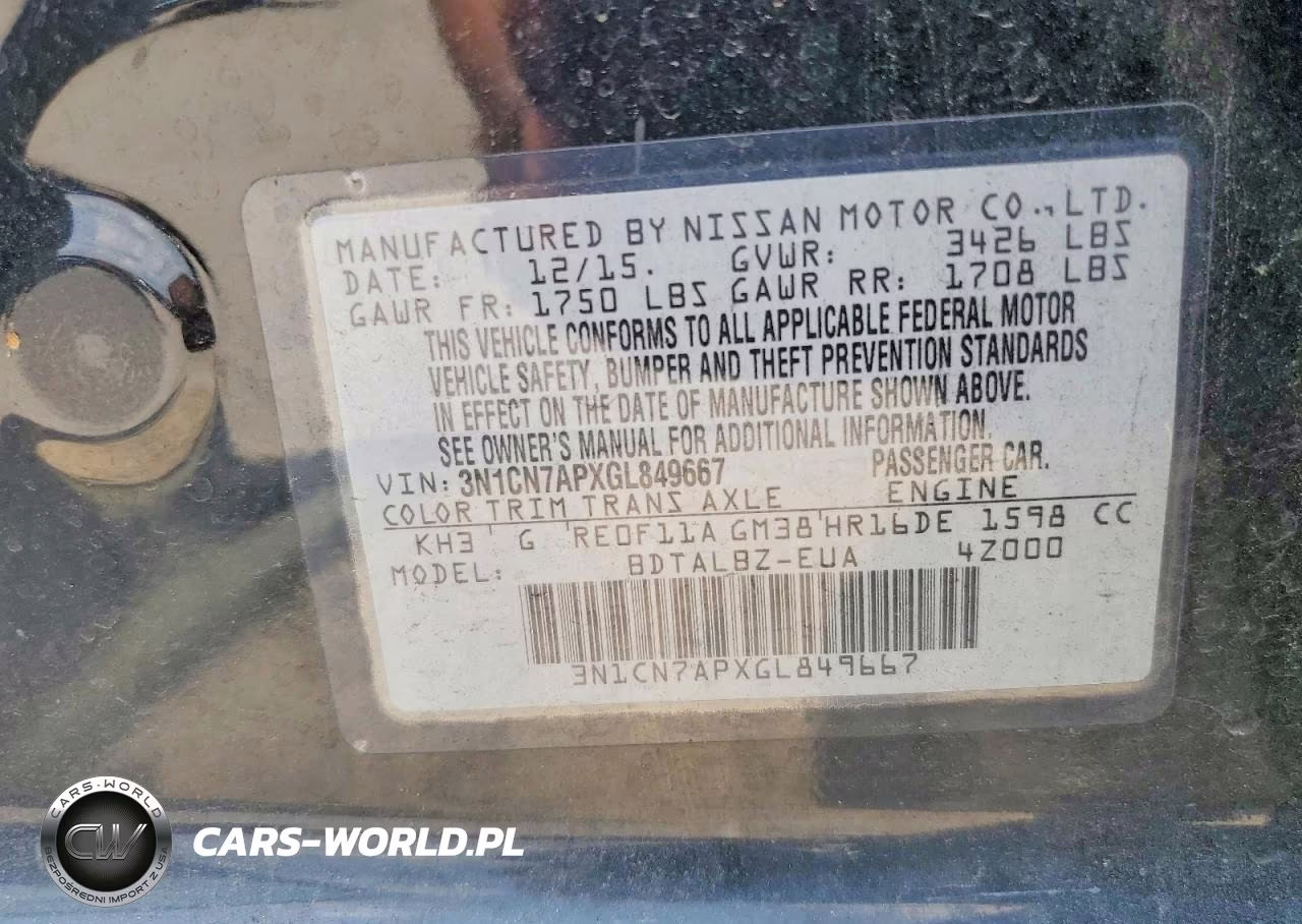 2016 Nissan Versa 1.6 Sv VIN:3N1CN7APXGL849667 - 12