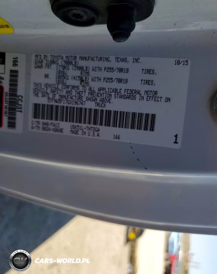 2016 Toyota Tundra Sr VIN:5TFNW5F17GX196747 - 12