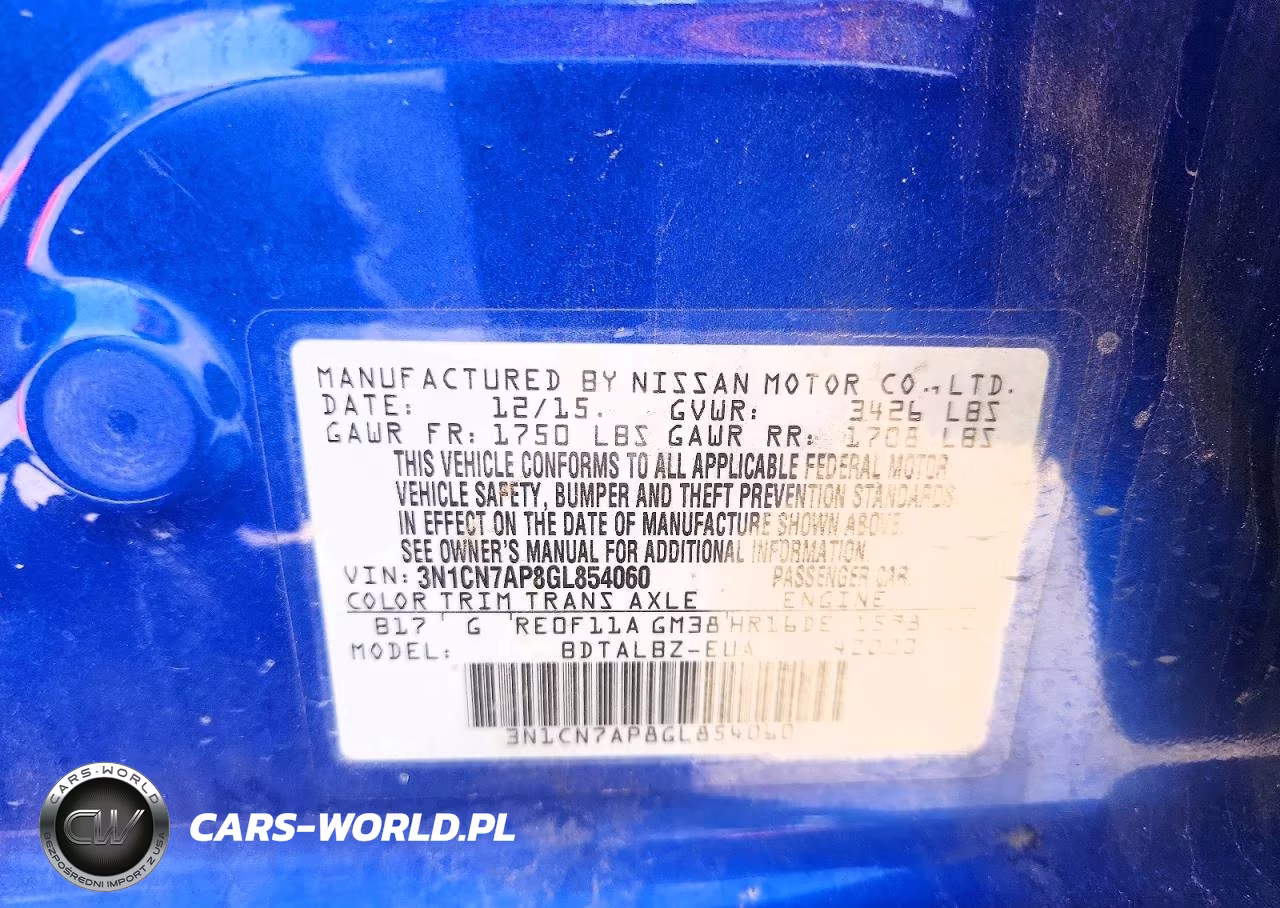 2016 Nissan Versa 1.6 Sv VIN:3N1CN7AP8GL854060 - 12