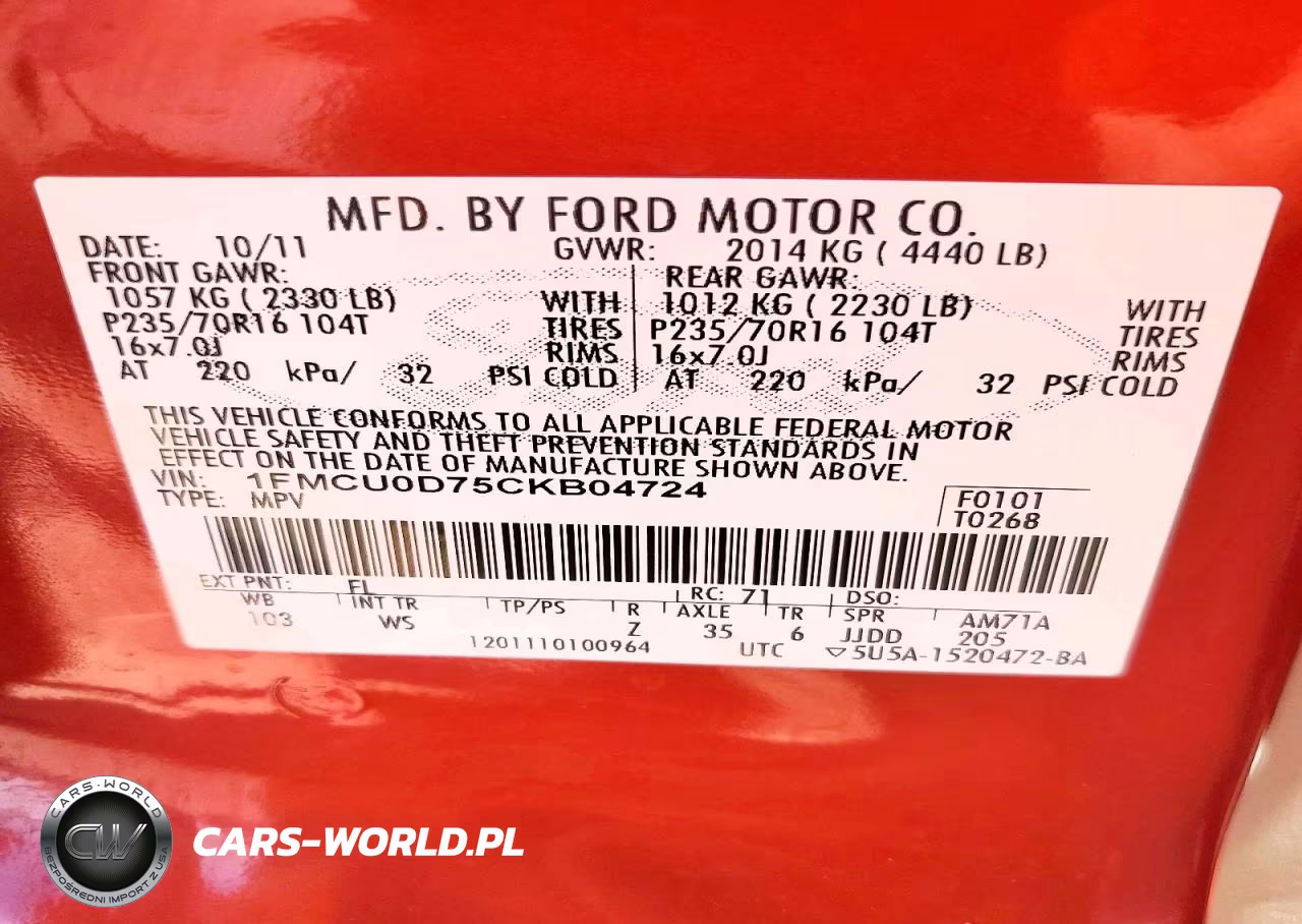 2012 Ford Escape Xlt VIN:1FMCU0D75CKB04724 - 12