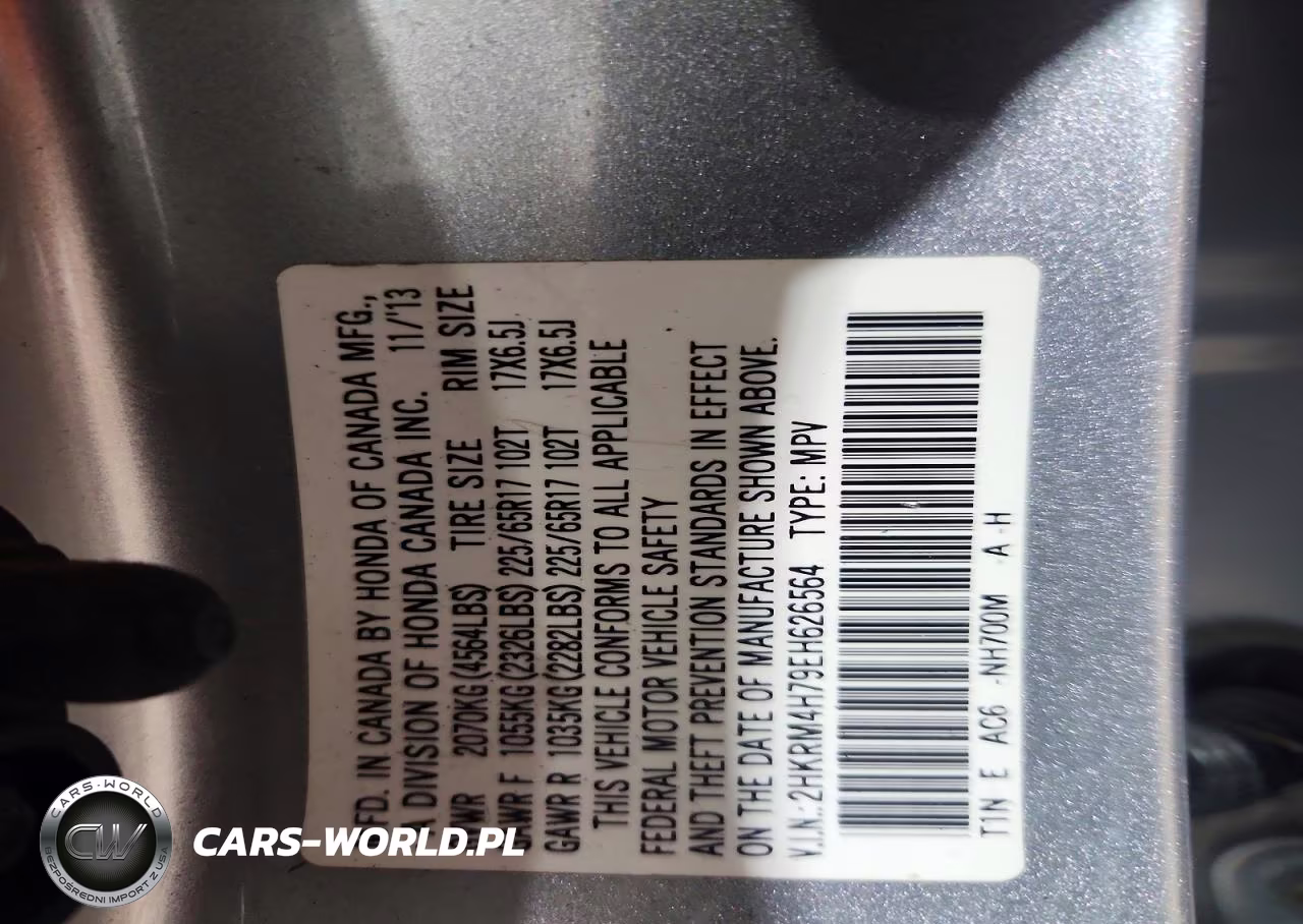 2014 Honda Cr-V Exl VIN:2HKRM4H79EH626564 - 14
