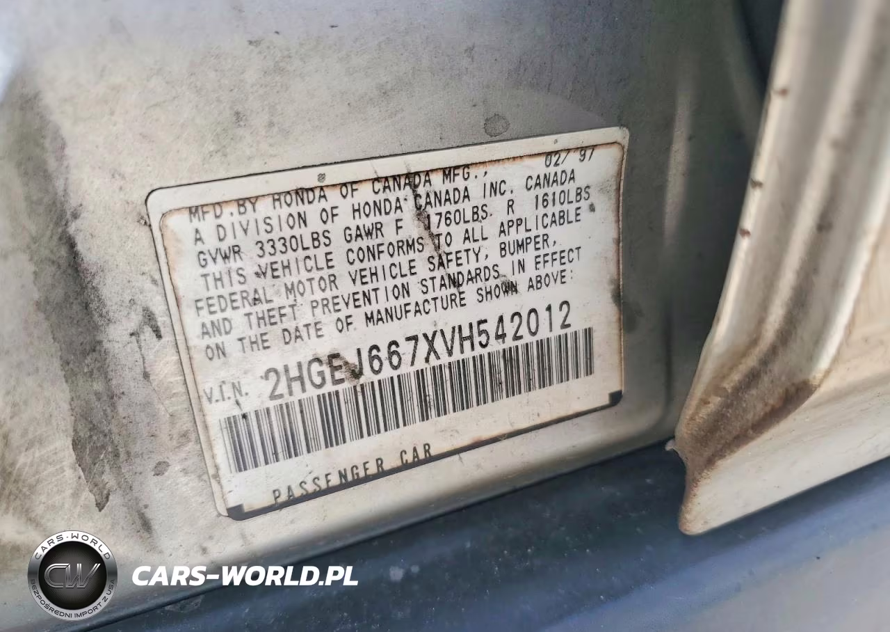 1997 Honda Civic VIN:2HGEJ667XVH542012 - 12