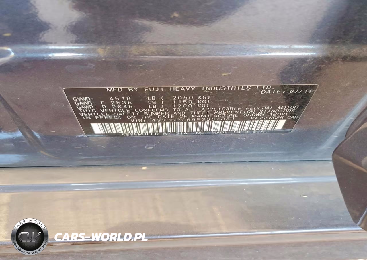 2015 Subaru Legacy 2.5I Premium VIN:4S3BNBC69F3007851 - 12