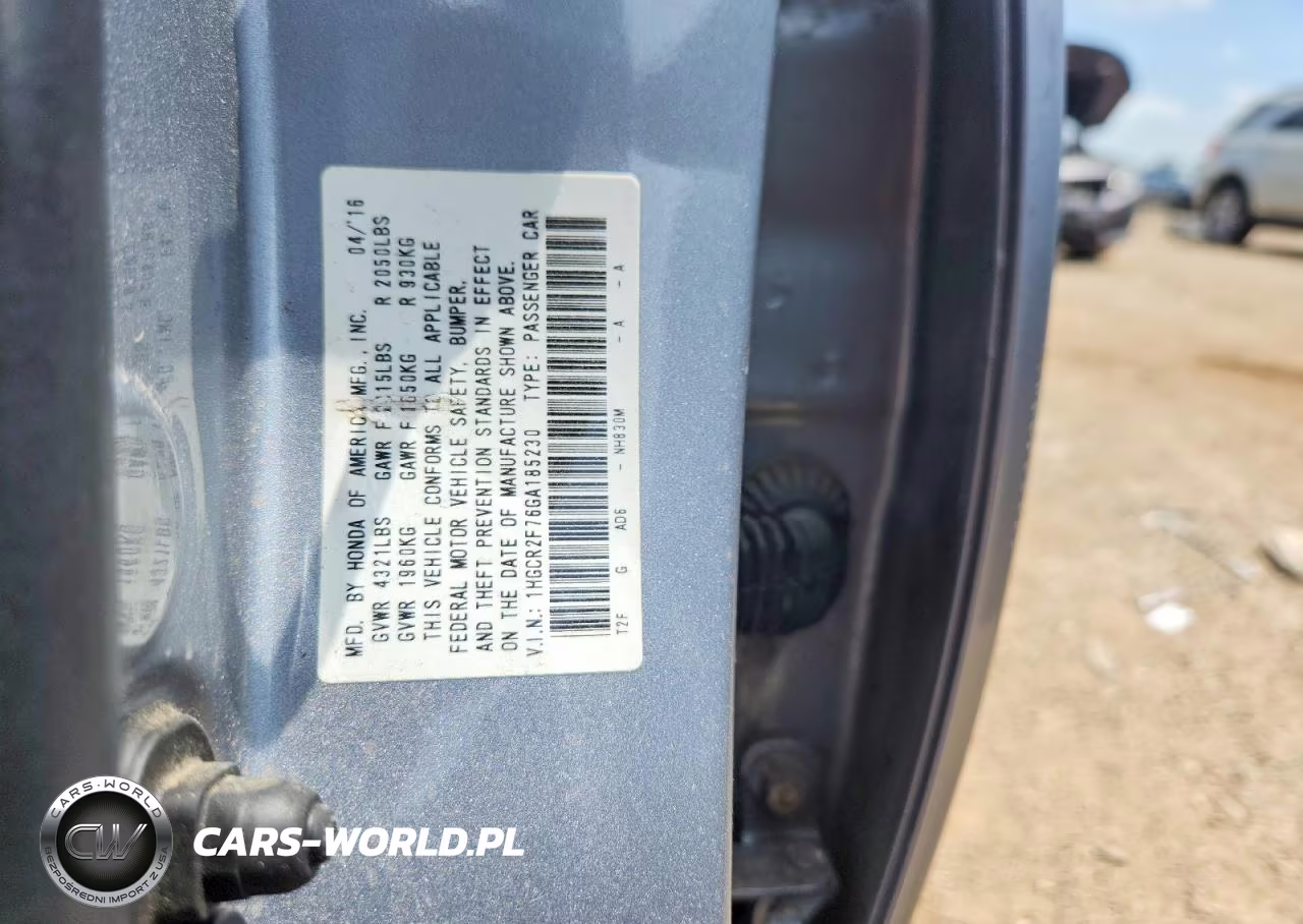 2016 Honda Accord Ex VIN:1HGCR2F76GA185230 - 12